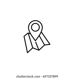 thin line pin location on map icon