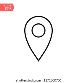 thin line pin point, location icon on white background eps 10