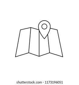thin line pin point, location icon on white background