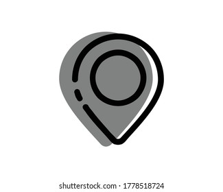 thin line pin point, location icon on white background