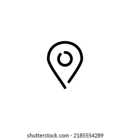 thin line pin point, location icon on white background