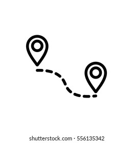 thin line pin point, location icon on white background