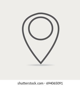 thin line pin point, location icon on white background