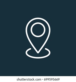 thin line pin point, location icon on dark background
