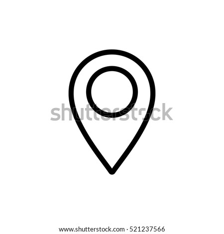 thin line pin point, location icon on white background