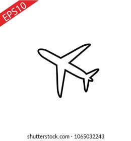thin line plane icon on white background