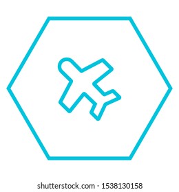 thin line plane icon on white background