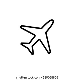 thin line plane icon on white background