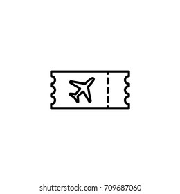 thin line plane ticket icon on white background