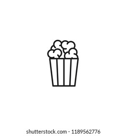 thin line popcorn icon on white background