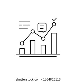 thin line positive analytics like kpi icon. concept of statistics analysis process and business productivity improvement. linear stroke logotype graphic design infographic element isolated on white