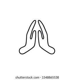 thin line prayer hands or applause. concept of clapping arms like command work and good evaluation or cool assessment. contour flat style minimal logotype. art design isolated on white