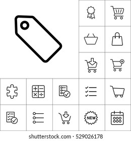 thin line price tag icon on white background, shopping icons set