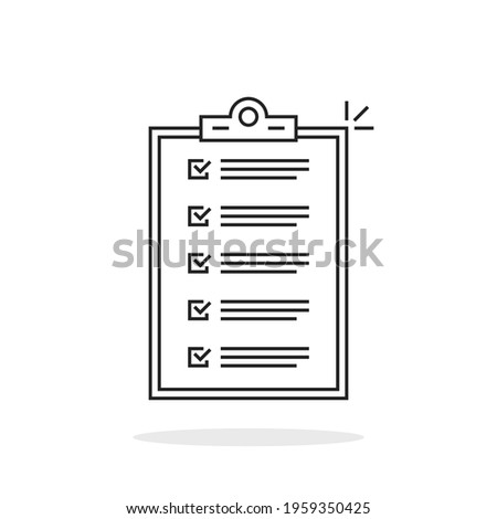 thin line priority to-do checklist or prescription. concept of inspection list of completed success work tasks and easy poll. linear trend modern graphic stroke logo element design isolated on white