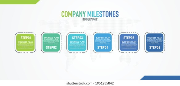 Proceso de línea delgada de infografía empresarial con diseño de plantilla cuadrada. Ilustración vectorial.