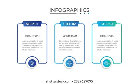 La infografía del negocio de procesos de línea delgada con plantilla cuadrada. Ilustración vectorial. Procesar la línea de tiempo con 3 opciones, pasos o secciones.