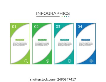 Thin line process business infographic with square template. Vector illustration. Process timeline with 4 options