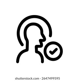 Perfil de línea delgada Aprobado por el usuario Marca de verificación Icono de cabeza circular Gráfico