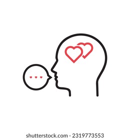 thin line profile of lover head. concept of confession in love or outline badge for online dating site. linear flat style trend modern logotype graphic art design isolated on white background