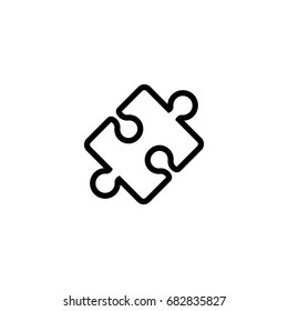 thin line puzzle icon on white background