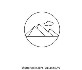 thin line pyramid of giza icon