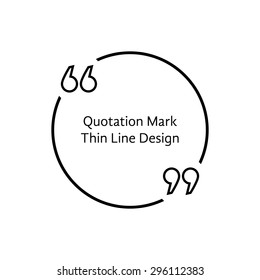 Thin Line Quotation Mark. Concept Of Citation, Info, Testimonials, Notice, Textbox, Mention, Memo, Info, Citing. Isolated On White Background. Flat Style Trend Modern Logo Design Vector Illustration