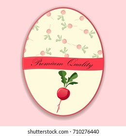 Thin line radish design, Vegetable food banner. radish sketch. Organic food poster. Symbol for sauce product label or grocery store, shop and farm market design. Organic collection