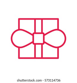  thin line red icon on white background, happy valentine day