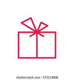  thin line red icon on white background, happy valentine day