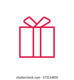  thin line red icon on white background, happy valentine day