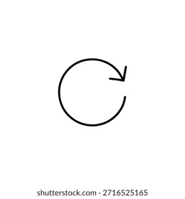 Símbolo de recarga de actualización de línea fina para UI y App
Símbolo de recarga de actualización de contorno moderno creado con un trazo uniforme de 2.5px. El icono presenta una flecha circular con una punta de flecha afilada, aislada sobre un fondo blanco. Perfecto para interfaces App, paneles, herramientas de software y diseño de productos digitales limpios.