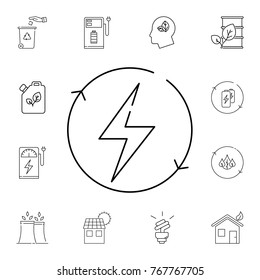 thin line renewable energy icon. Set of ecology sign icons. Signs, outline eco collection, simple thin line icons for websites, web design, mobile app, info graphics on white background