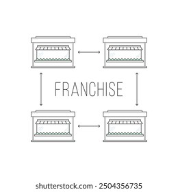 thin line retail chain or business franchise icon. concept of commercial opportunity or global leadership. abstract outline style trend modern graphic franchising design element isolated on white