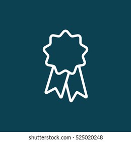thin line ribbon sticker, badge icon on blue background
