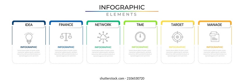 Dünne Linien-Meilenstein-Infografiken Elemente planen Design-Vektorgrafik mit Symbolen. Zeitstrahl-Projektvorlage für Geschäftsnetzwerke zur Präsentation und Berichterstattung.