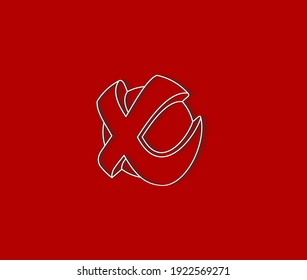 línea delgada Letra redondeada X ilustración vectorial en forma tridimensional elementos de diseño de iconos de iconos 