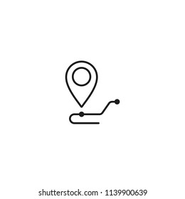 thin line route icon on white background