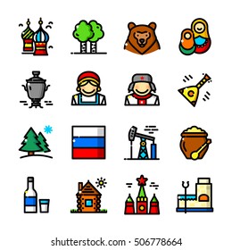Thin line Russia icons set, Russian Culture outline logos vector illustration