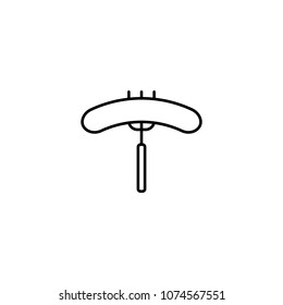 thin line sausage on fork black icon on white background