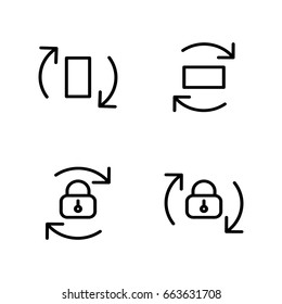 thin line screen rotation lock icons on white background
