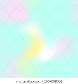 Thin line seamless pattern on mint blue background. Iridescent gradient mesh. Ar deco geometric ornament. Trendy modern pattern square tile. Soft color print for modern decor. Unicorn style wallpaper