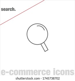 Thin line search vector on white background. Minimalist e-commerce icons. Simple web symbols. Editable stroke. Eps 10.