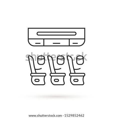 thin line seats on the plane icon. concept of minimal interior onboard and private jet salon. flat lineart simple style trend modern graphic art stroke design isolated on white background