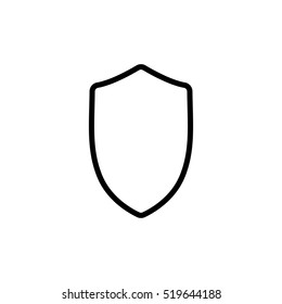thin line security shield icon on white background