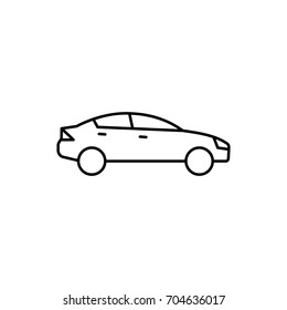 thin line sedan car icon on white background