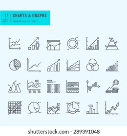 Thin line set of charts, graphs and diagrams