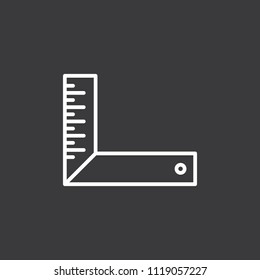 thin line setsquare icon on dark background