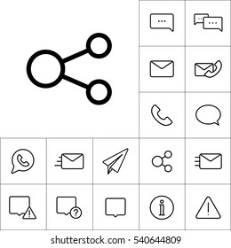 thin line share icon on white background, communication set