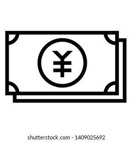 thin line sharp vector icon / money, bill, payment, japanese yen