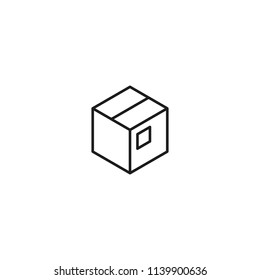 thin line shipping box icon on white background